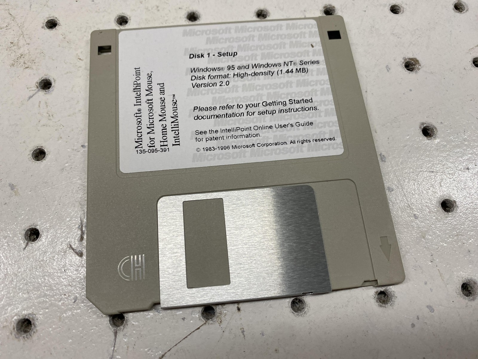 Vintage 1996 Microsoft IntelliPoint Mouse Drivers Disk 1 3.5" Floppy 135-095-391