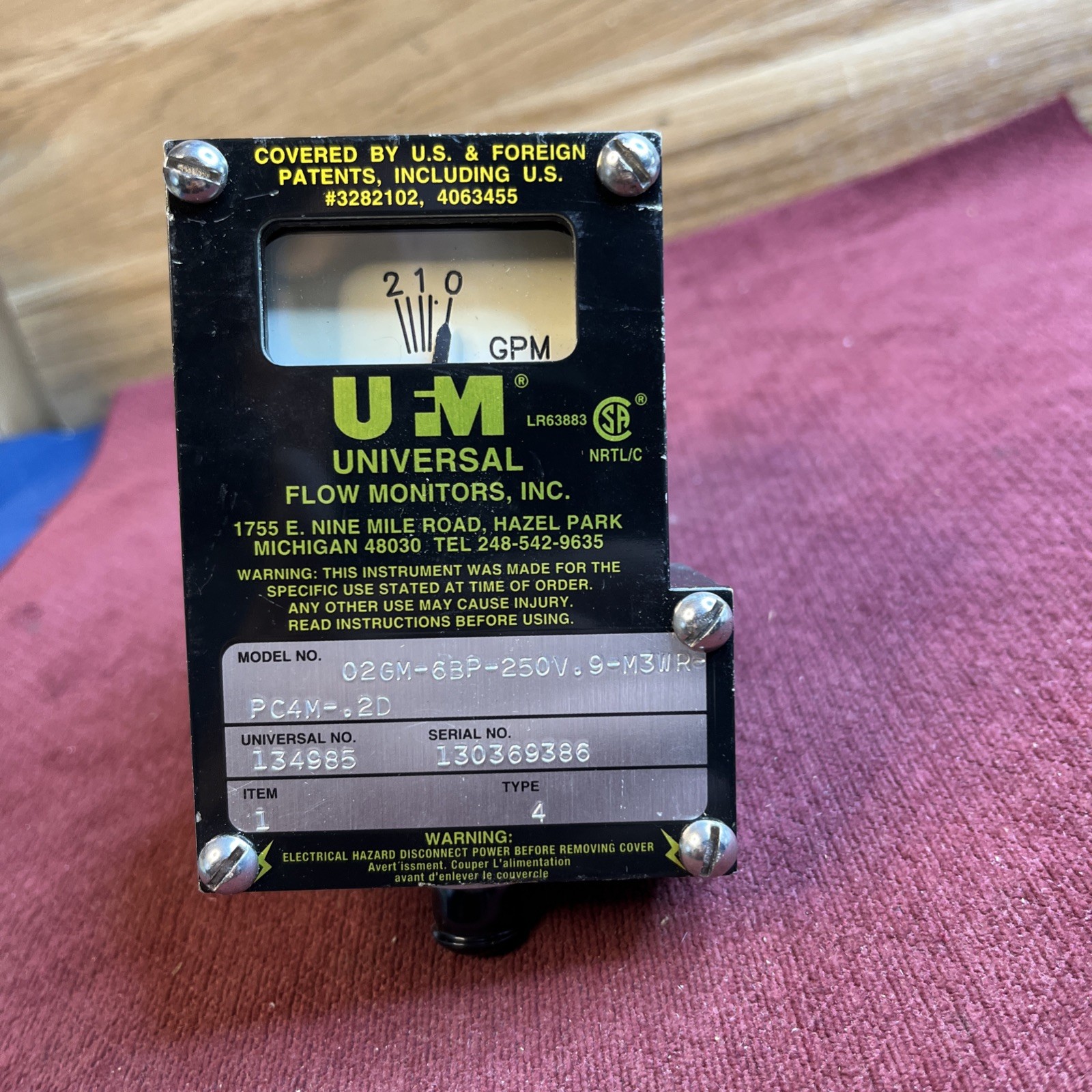 UFM Universal Flow Monitor 02GM-6BP-250V.9-M3WR-PC4M-.2D  NEW NO BOX