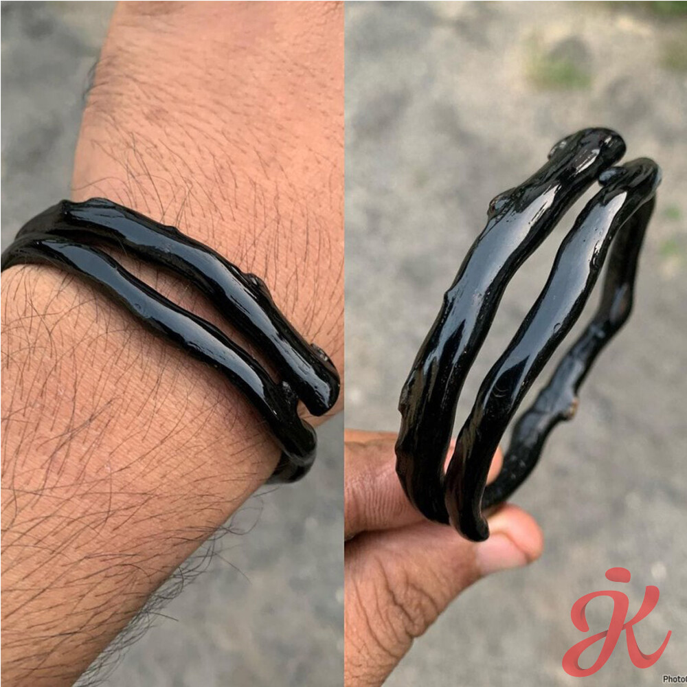 Genuine Natural Flexible Black Coral Bracelet Plain Handmade Bangle Akar bahar