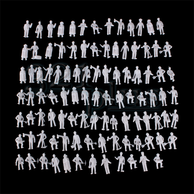 100 pcs 20mm unpainted HO Scale Figures Workers Construction Site Plastic 1:87