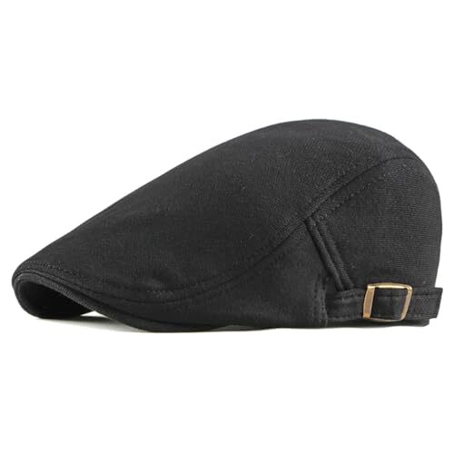 Men's Cotton Flat Ivy Gatsby Newsboy Driving Hat One Size Cotton Black