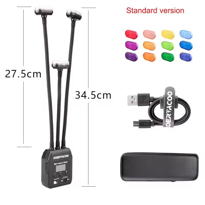 KOERTACOO Triple Head Macro Flash LED Light Photography Fill Light Adjustable