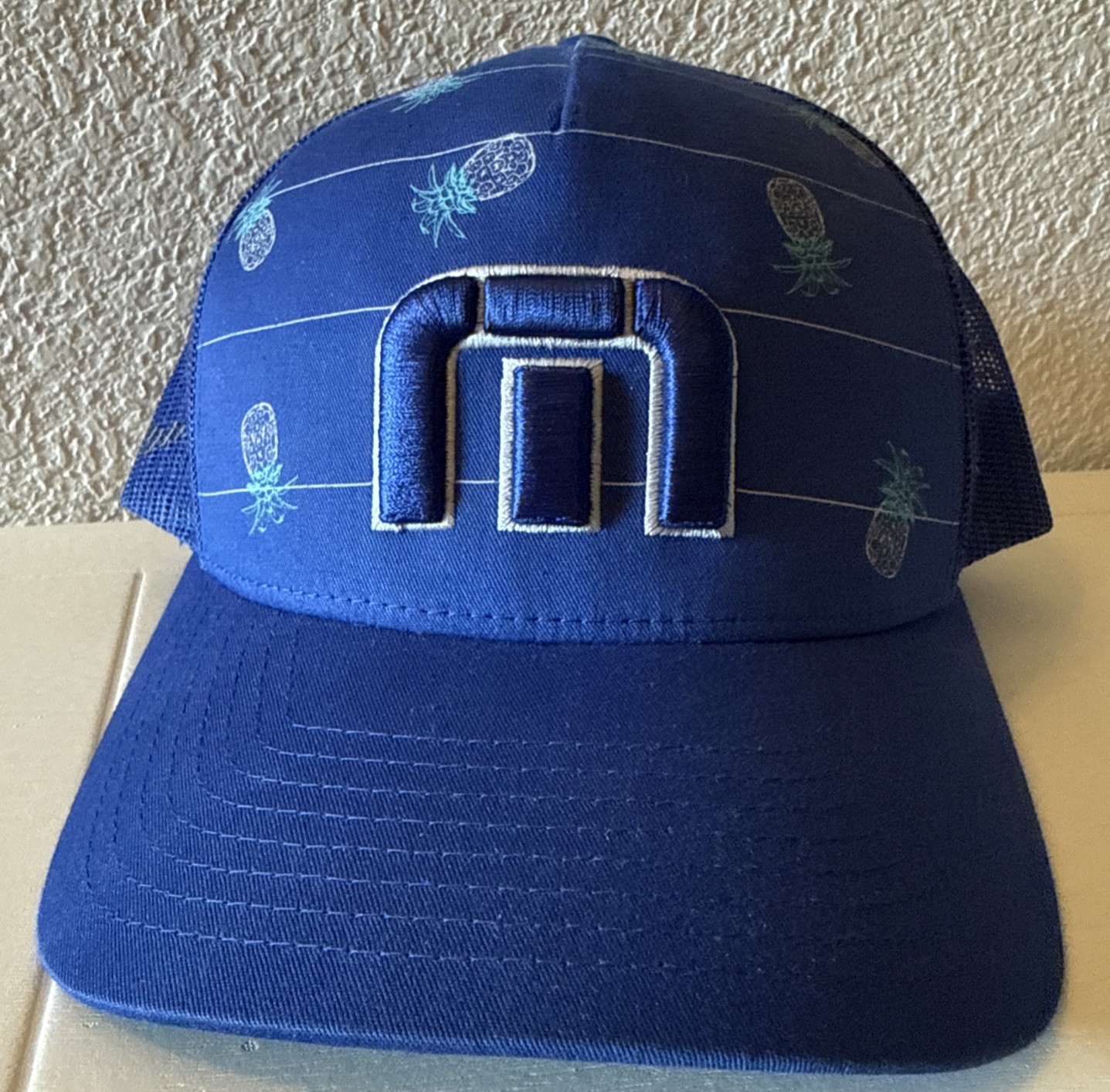 Travis Mathew Blue Big Bend Pineapple Mesh Blue One Size FlexFit Snapback Hat