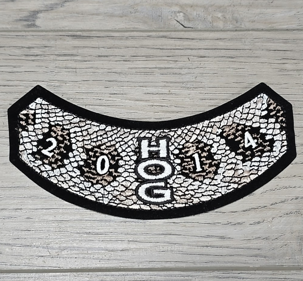 Harley Davidson HOG 2014 Rocker Patch Snakeskin Reptile Scale Print White Black