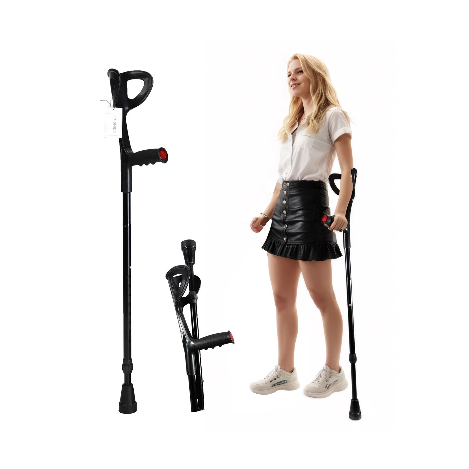Forearm Crutch for Adults, Folding Arm Crutch, Aluminum, 10-Level Adjustable ...