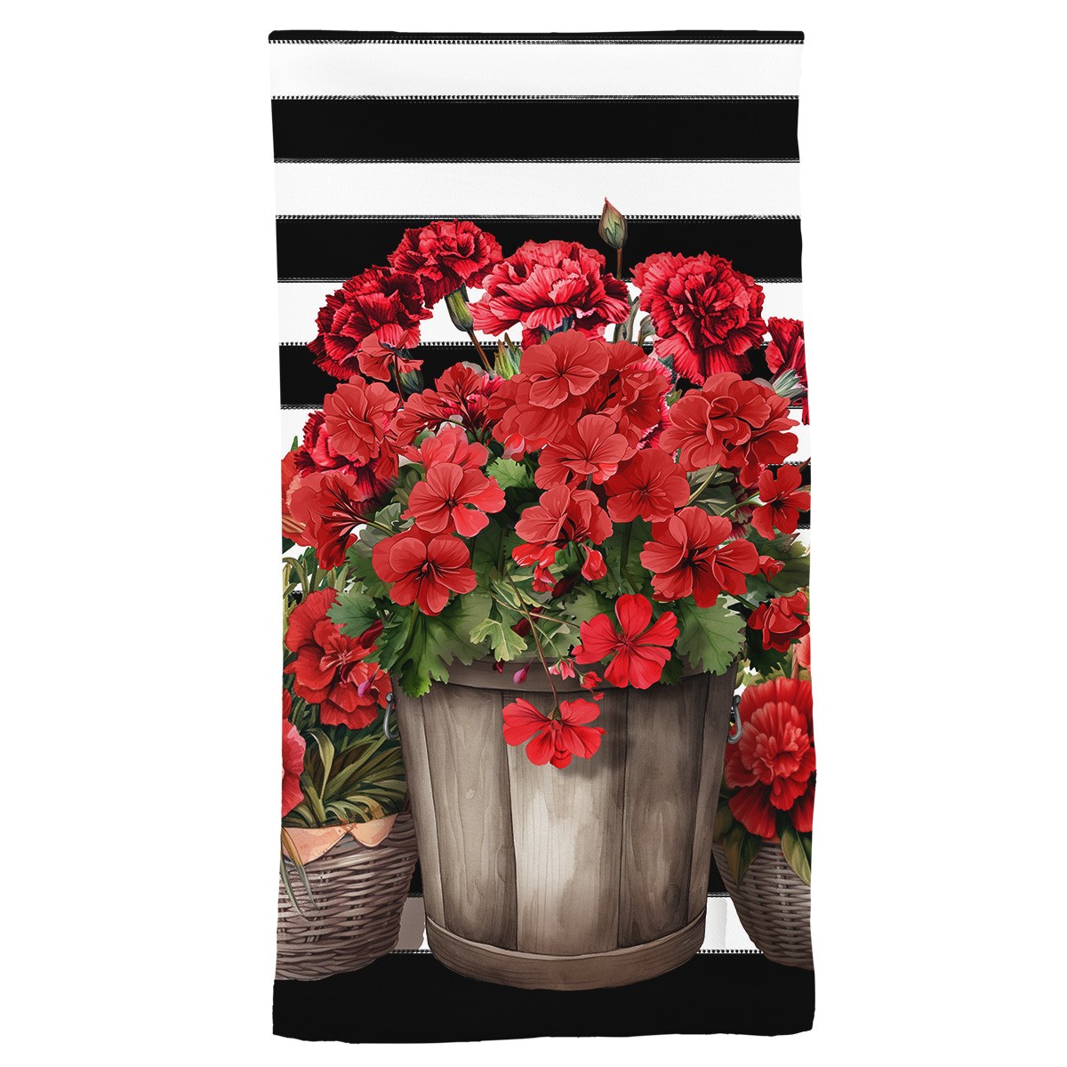 Briarwood Lane Spring Striped Geraniums Cotton Hand Towel 26x18