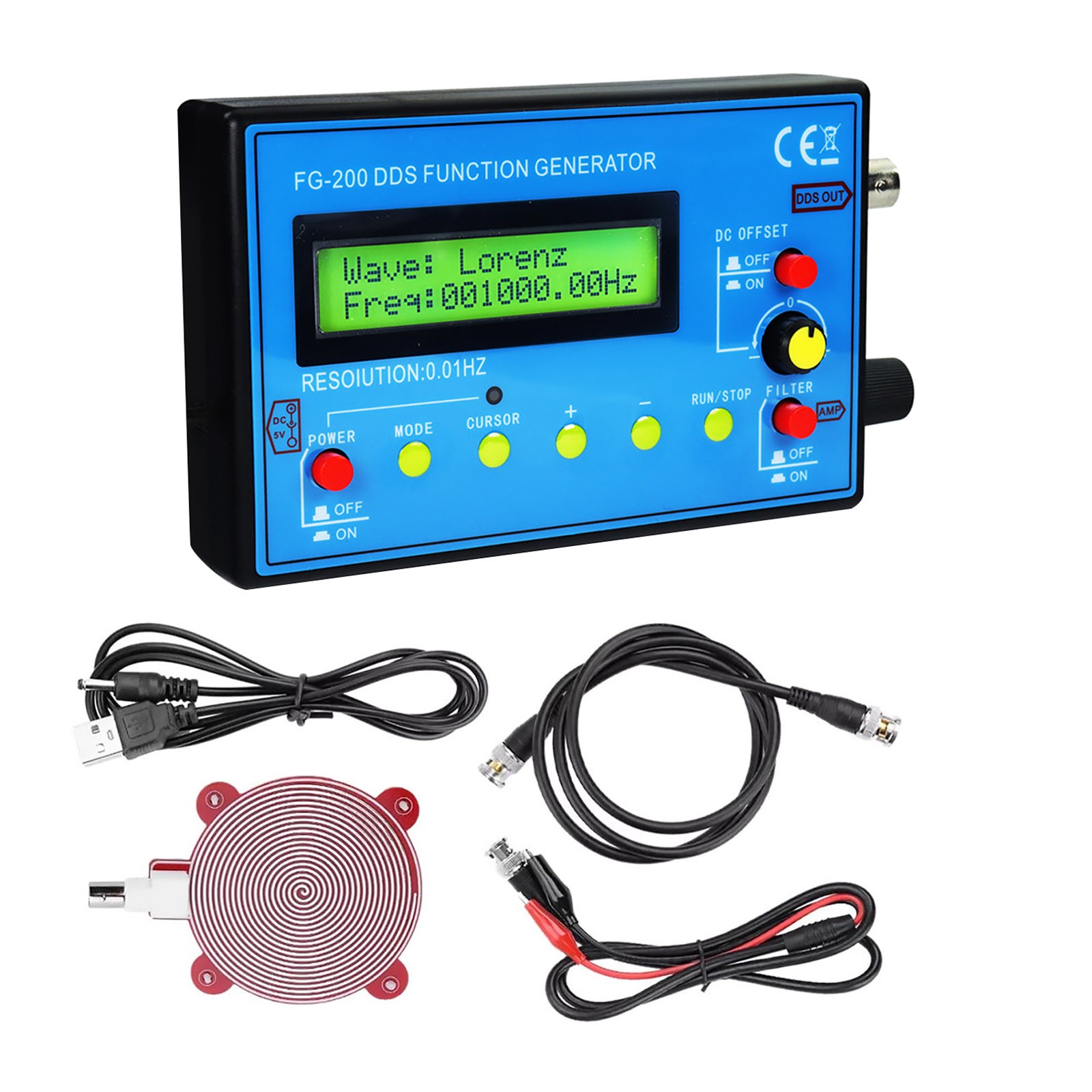 LCD DDS Function Signal Generator 0.01Hz-500kHz Sine Square Triangle Sawtooth