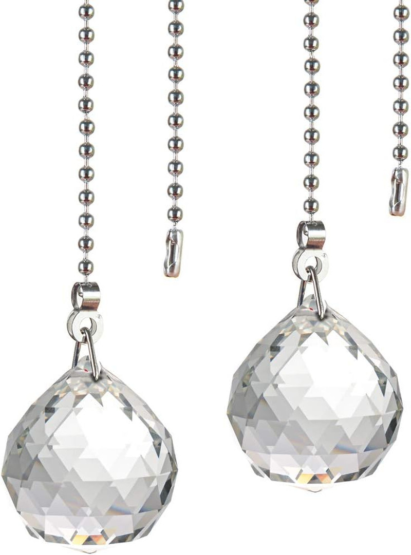 Ceiling Fan Pull Chain, 2pcs 30mm Diameter Prism Ball Extension Chains with Deco