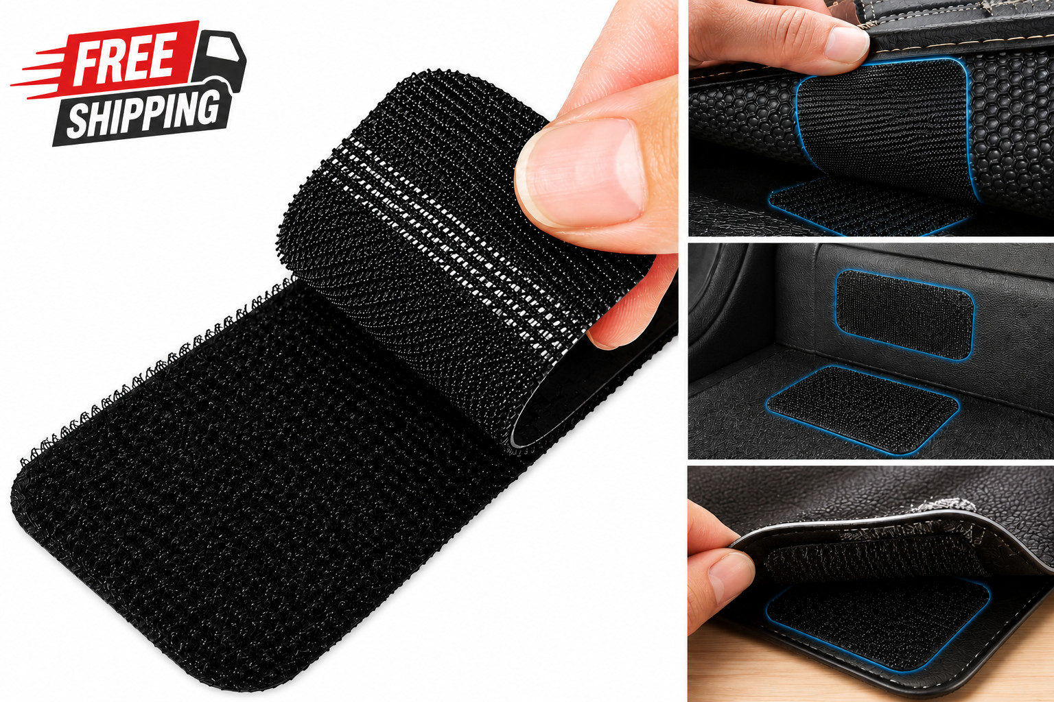 30 Pairs Sticky Back Hook Loop Tape Strips Black Adhesive Fastener Heavy Duty