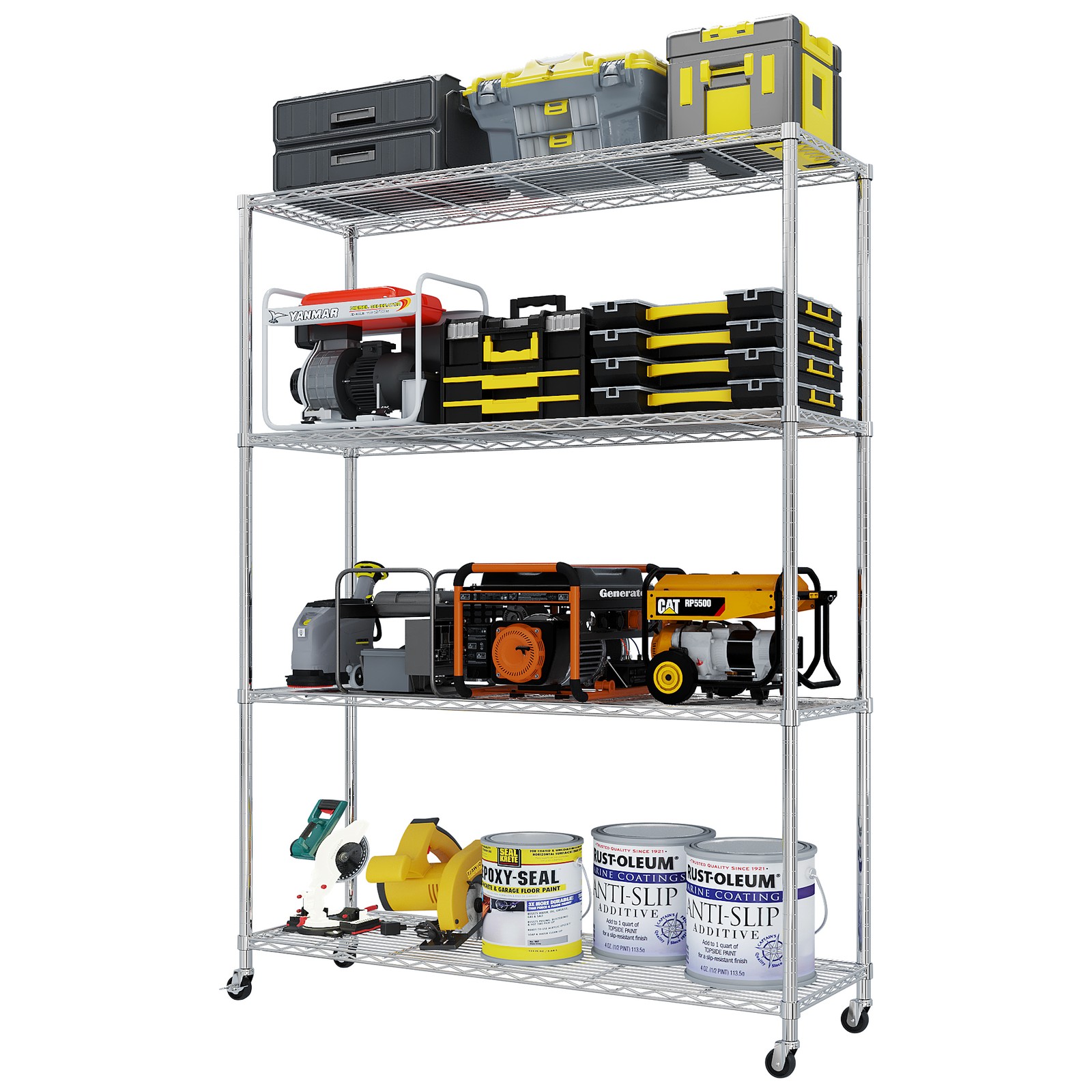 FCH 65" Home Kitchen Garage Wire Shelving 4 Tier Storage Rack Unit Shelves Metal