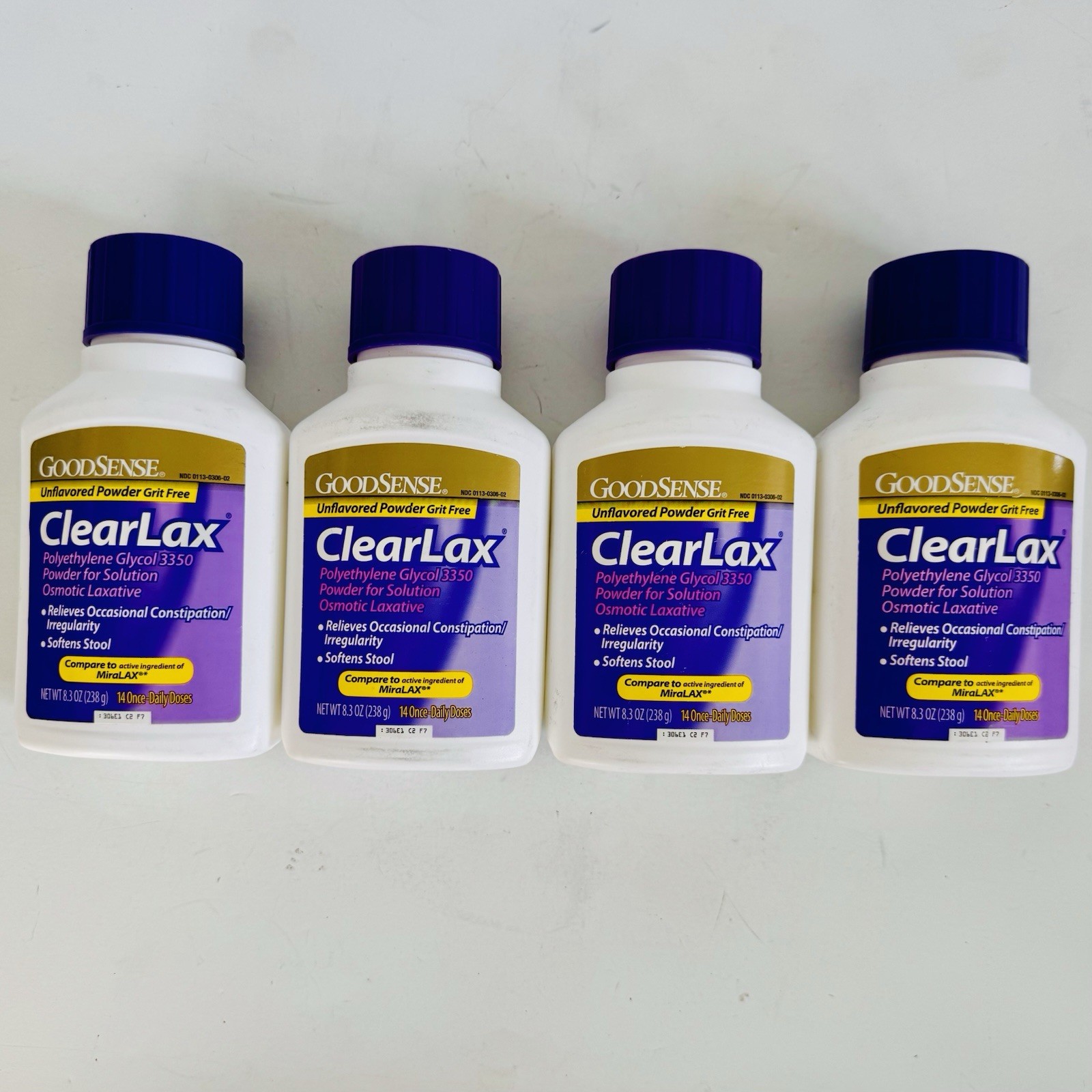 GoodSense ClearLax 8.3 oz Polyethylene Glycol 3350 Laxative 4 Pack Exp 2028