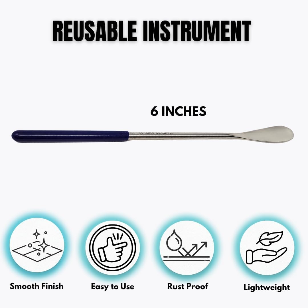 Multipurpose Micro Lab Flat Spoon 6 inch Stainless Steel Spatula Sampler