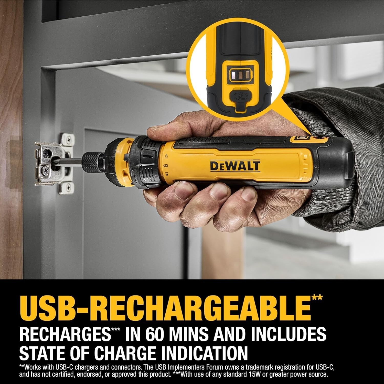 Cordless Screwdriver USB Rechargeable with FLEXDRIVE Control and Screwdriver Bit