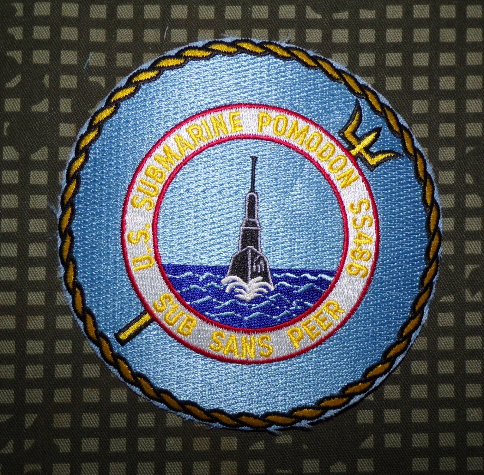 US Navy USS Pomodon SS 486 Submarine Embroidered Full Color Patch