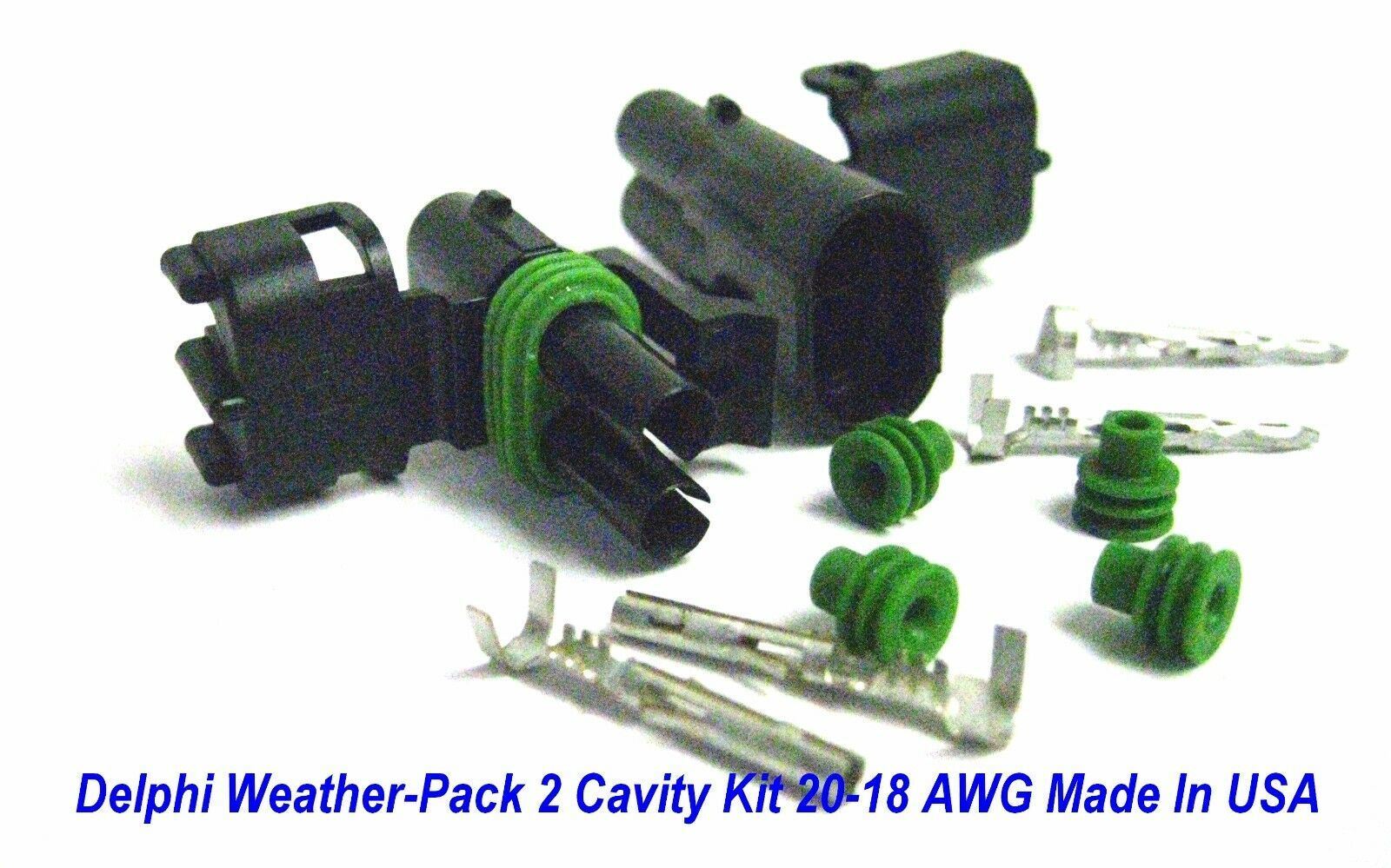 Aptiv Delphi Weather Pack Weathertight 2 Pin 20-18 Weatherpack Kit - Made In USA