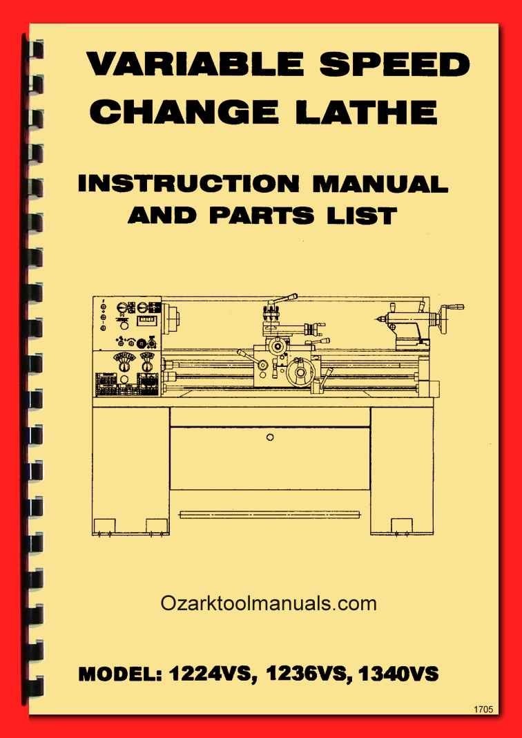 SHARP 1224VS, 1236VS, 1340VS Metal Lathe Owner Operator Service Part Manual 1705