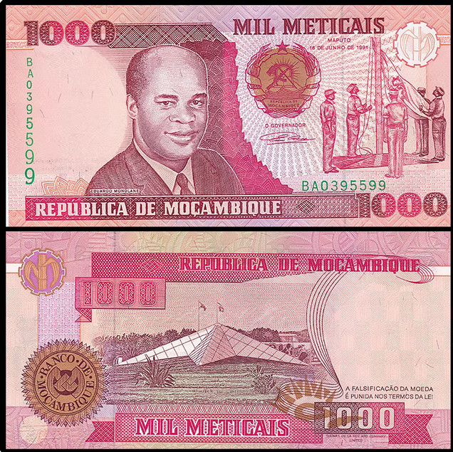 1991 MOZAMBIQUE 1000 Meticais P 135 UNC NEW Banknote