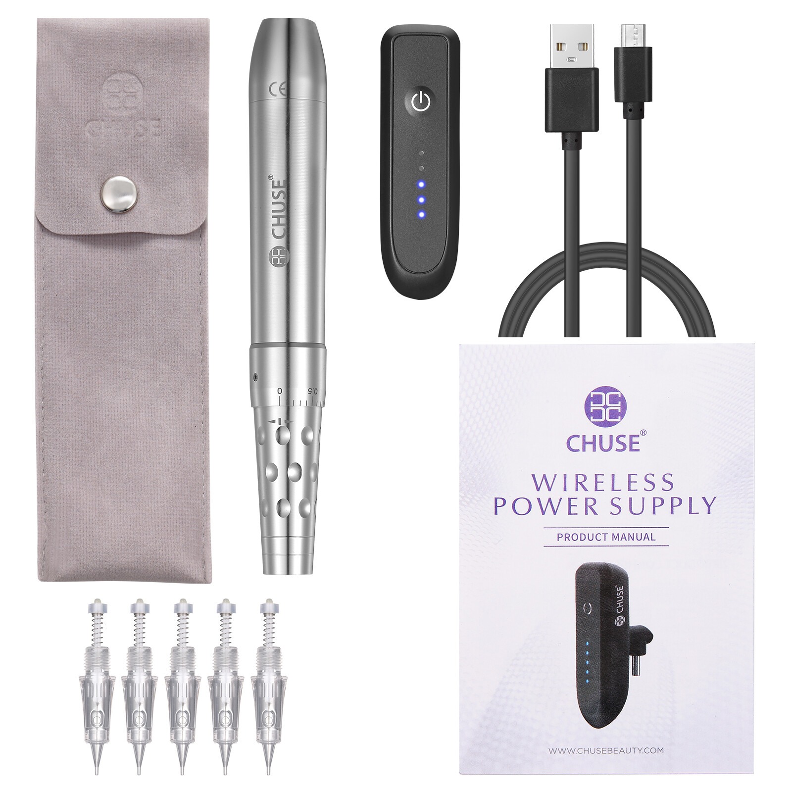 CHUSE Wireless Tattoo Machine Rotary Pen Permanent Makeup Kit For Brow Liner 12V