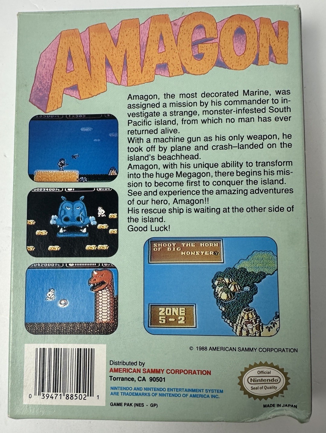 Amagon Nintendo NES Box, Manual, Insert & Foam Good Condition **NO GAME**