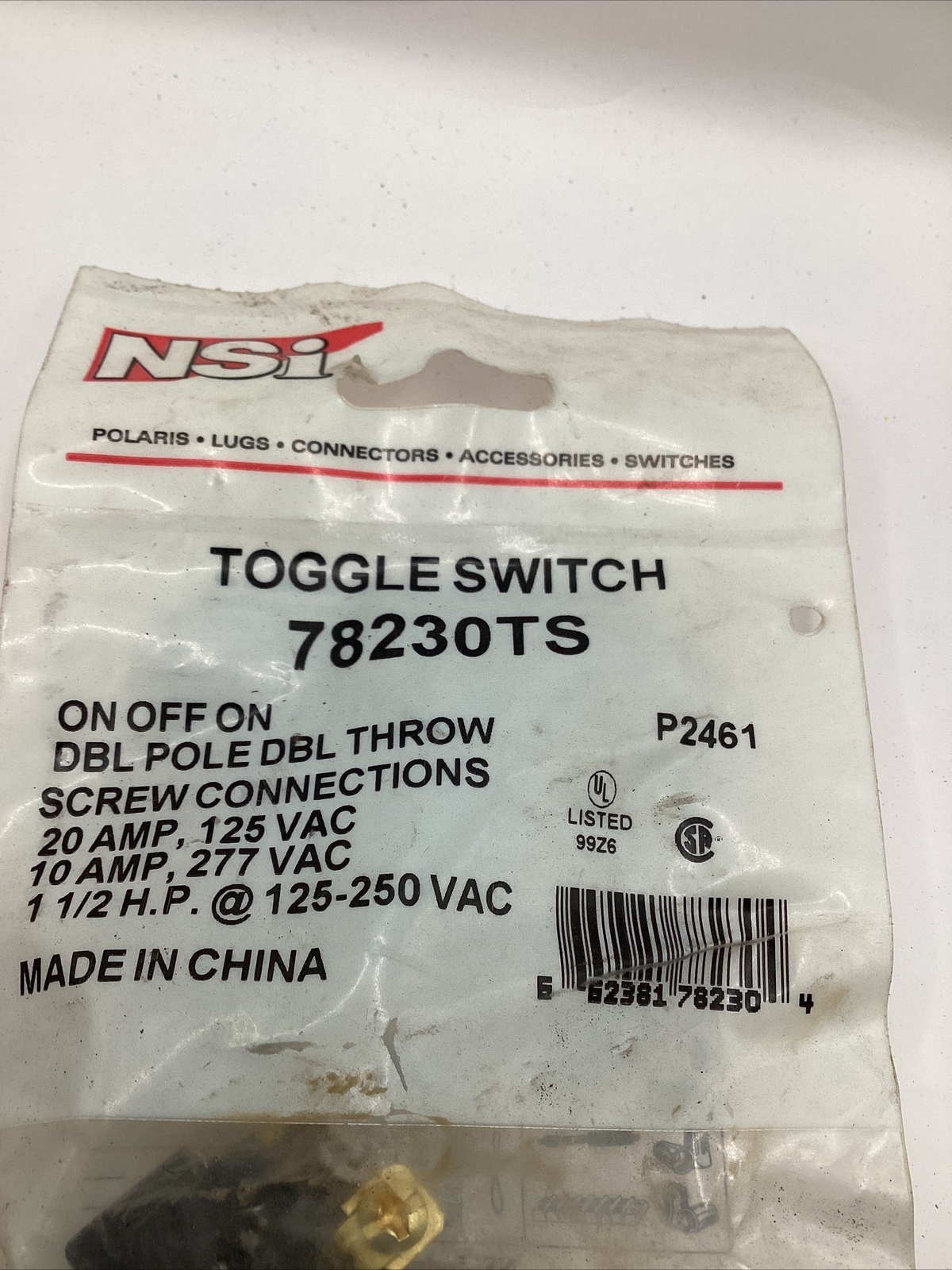 NSi TORK 78230TS Toggle Switch On/Off/On DBL Throw