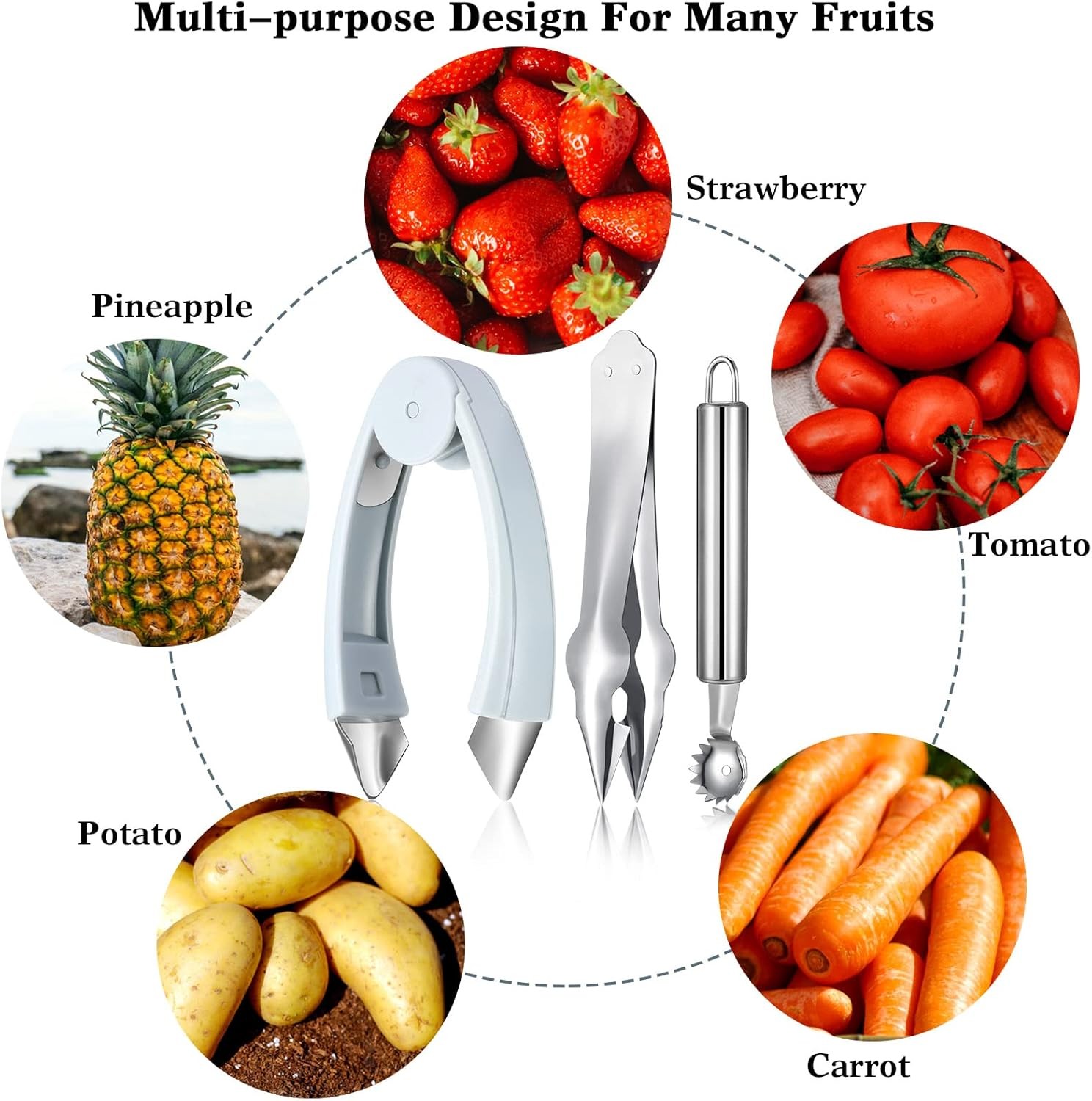 4 Pieces Strawberry Huller Tomato Corer Top Stem Remover Tool [IMAGE]