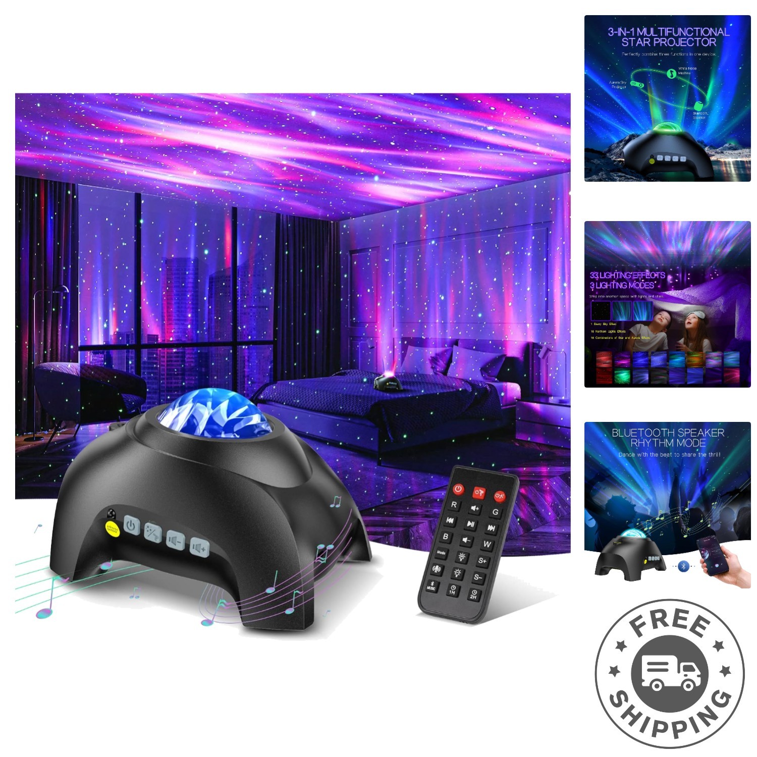 Elephant-Shaped Bluetooth Star Projector with 33 Effects - Gift for All Ages