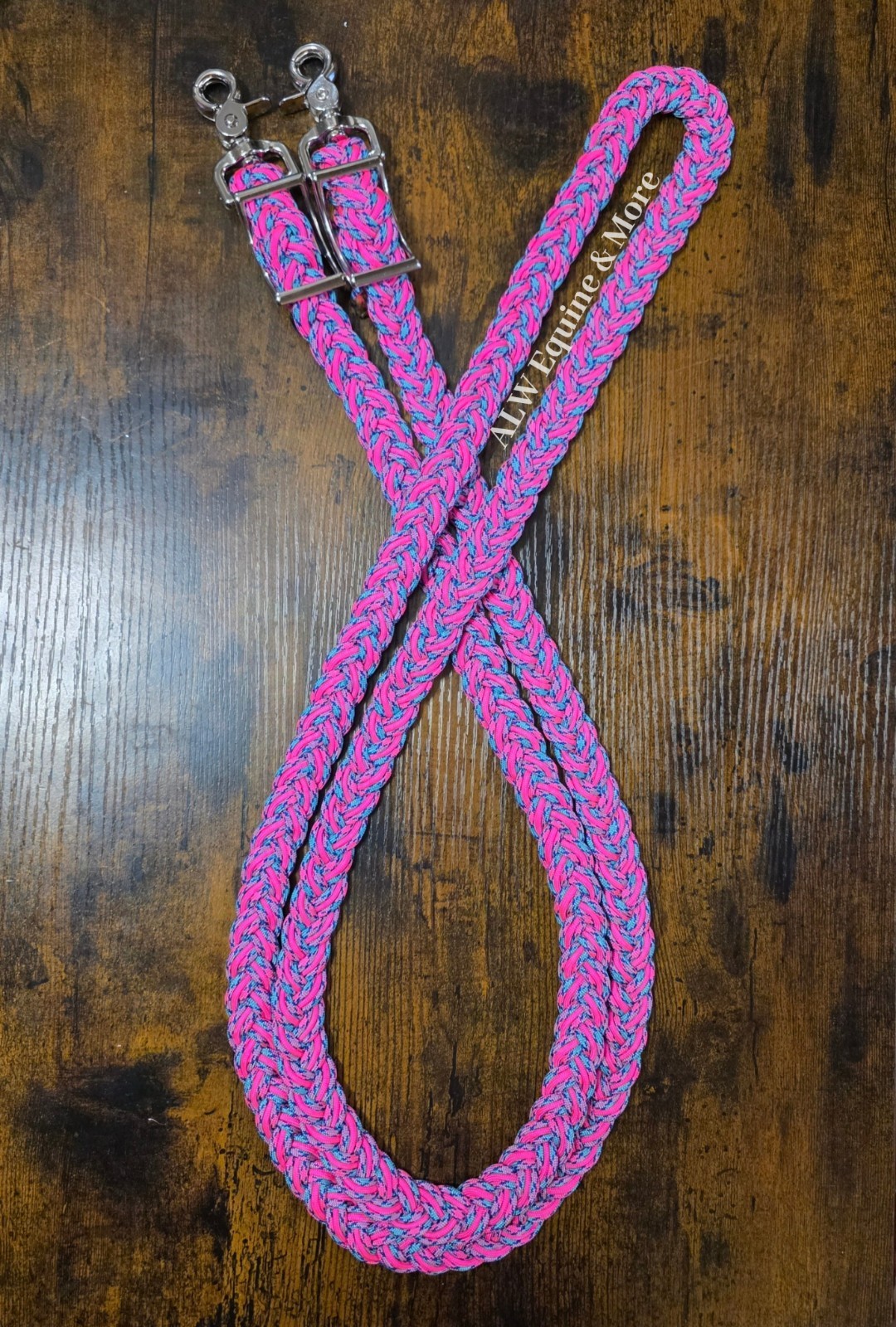 BRAND NEW Hot Pink & Blue 8ft Adjustable Paracord Reins By ALW Equine