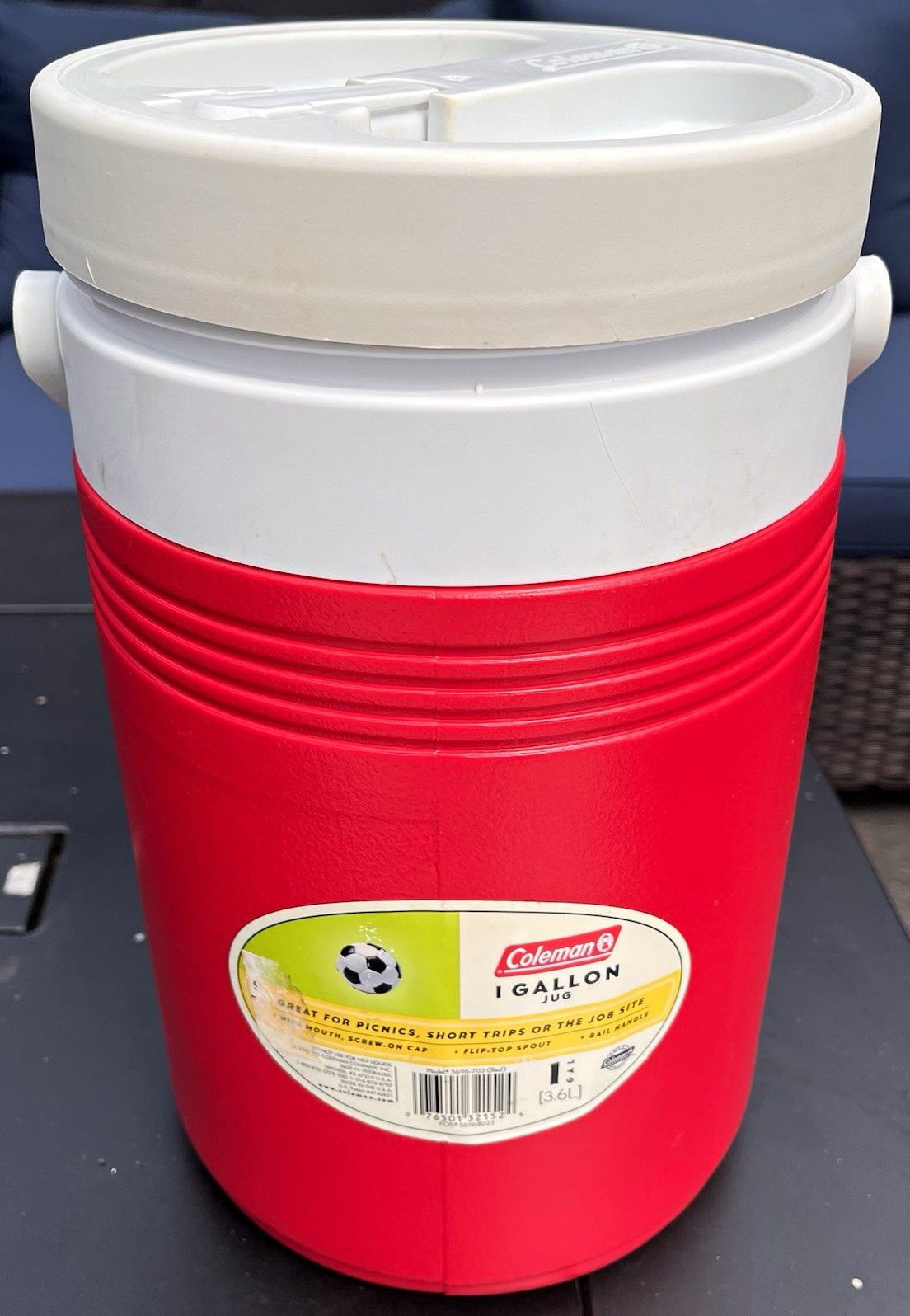 Coleman 1 Gallon Red/White Water Cooler Jug w/ Carry Handle, Plastic 5591