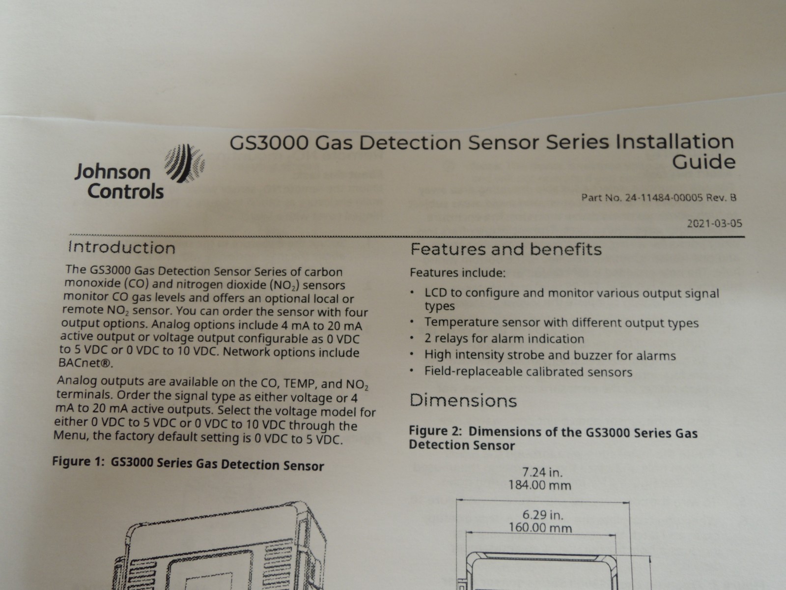 NEW Johnson Controls GS302QMXIR2A Dual CO/NO2 Gas Sensor & Temperature Sensor