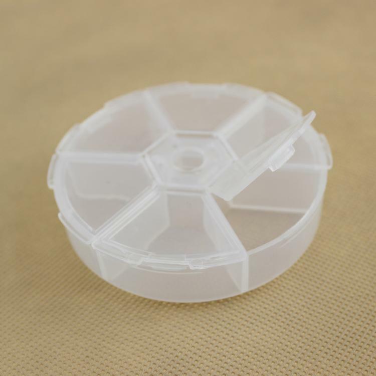 5pcs 6 slots clear Round Storage Plastic Box  useful mini multi-purpose Case