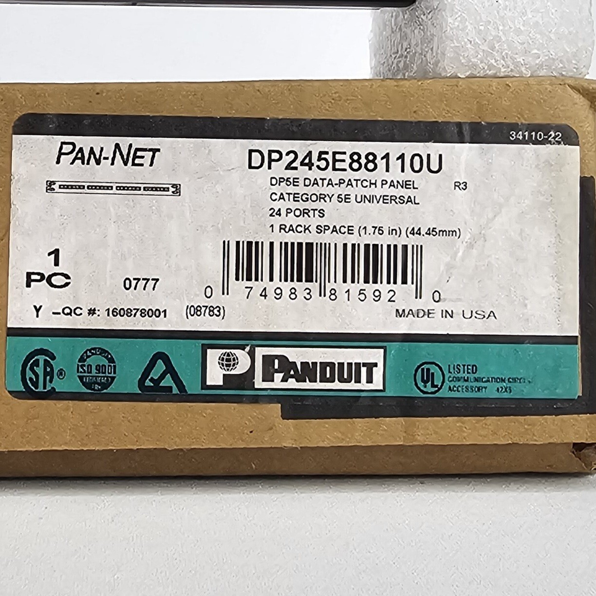 NEW PANDUIT DP5e DP245E88110U DP5E 24-PORT 1RU CAT 5E PATCH PANEL