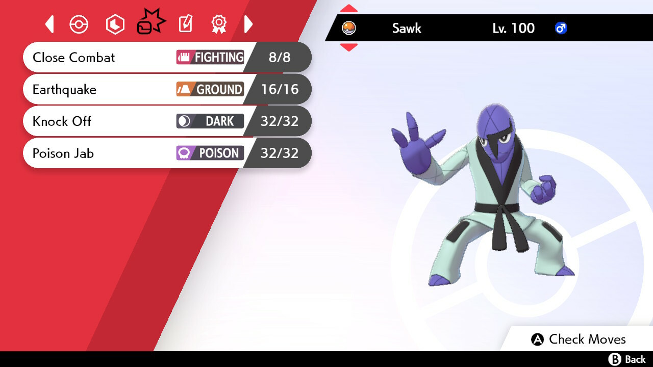 Pokemon Sword and Shield SWSH - Shiny 6IV Max EV Battle-Ready Sawk