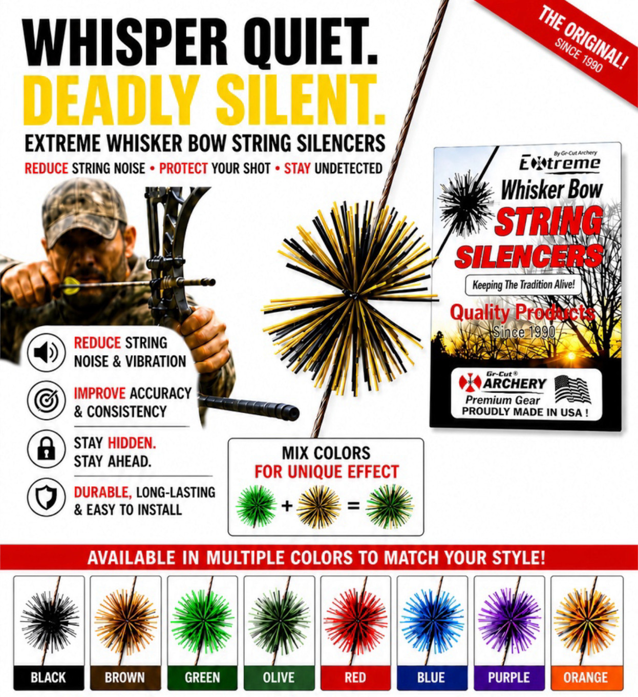 4PC Bowstring Cat Whisker Silencers Reducing Bow String Noise Vibration ARCHERY