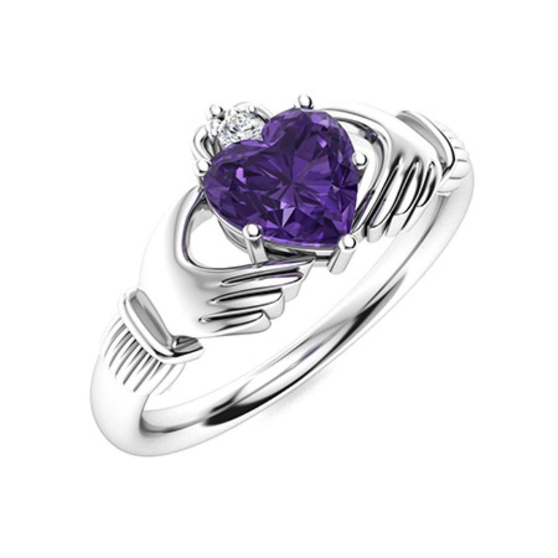Amethyst Stone Statement Solitaire Trendy Boho Ring Jewelry 925 Silver