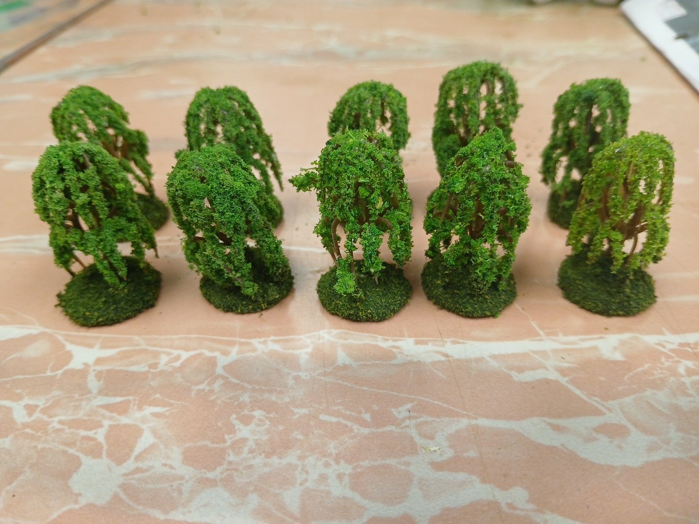10 Micro Landscape Model Willow Trees wargaming scenery terrain 1.5" Based