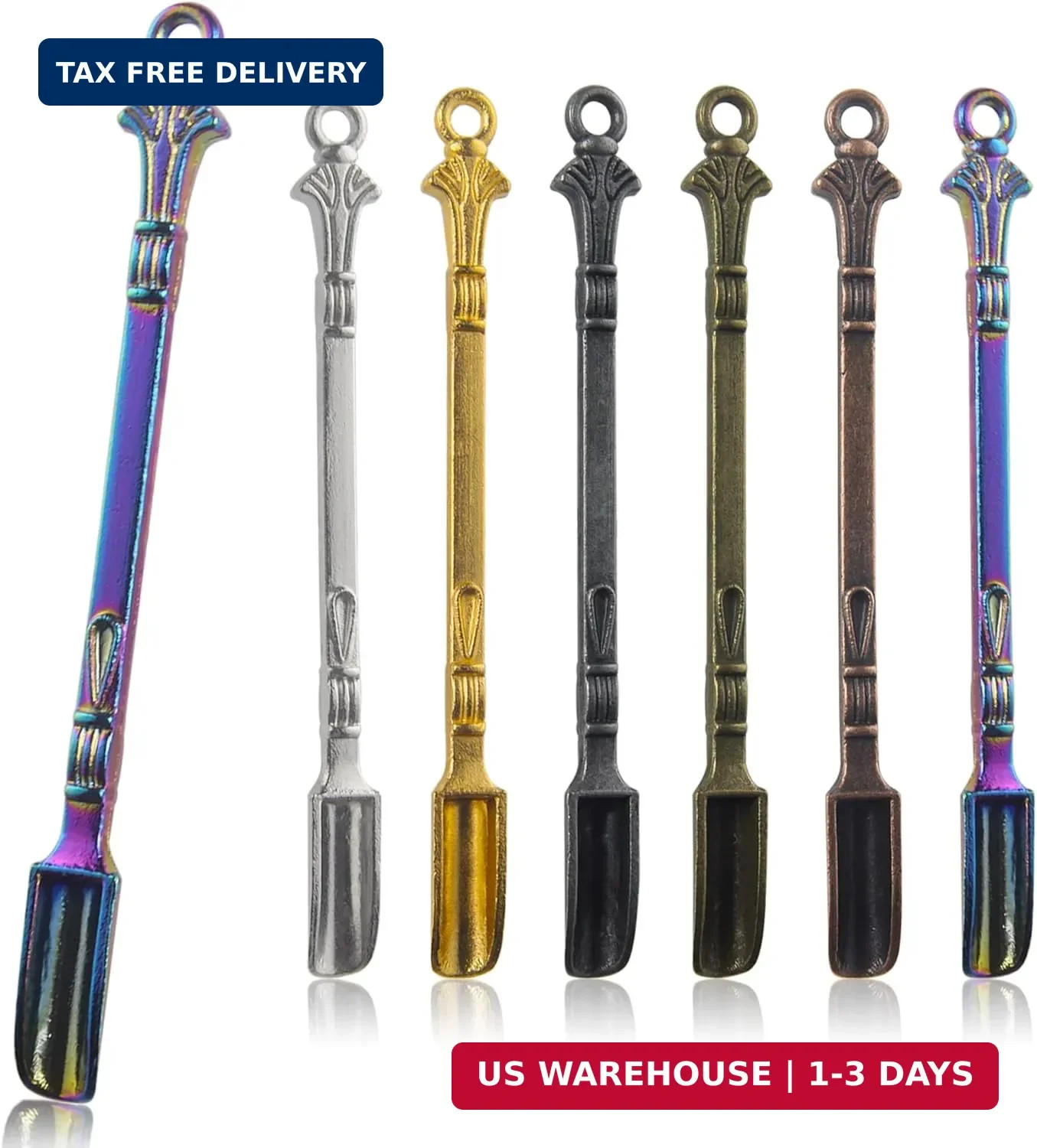 6-Pack Mini Spoons Metal Tiny Shovels 3-Inch Small Medicine Spoon for Home Kitch