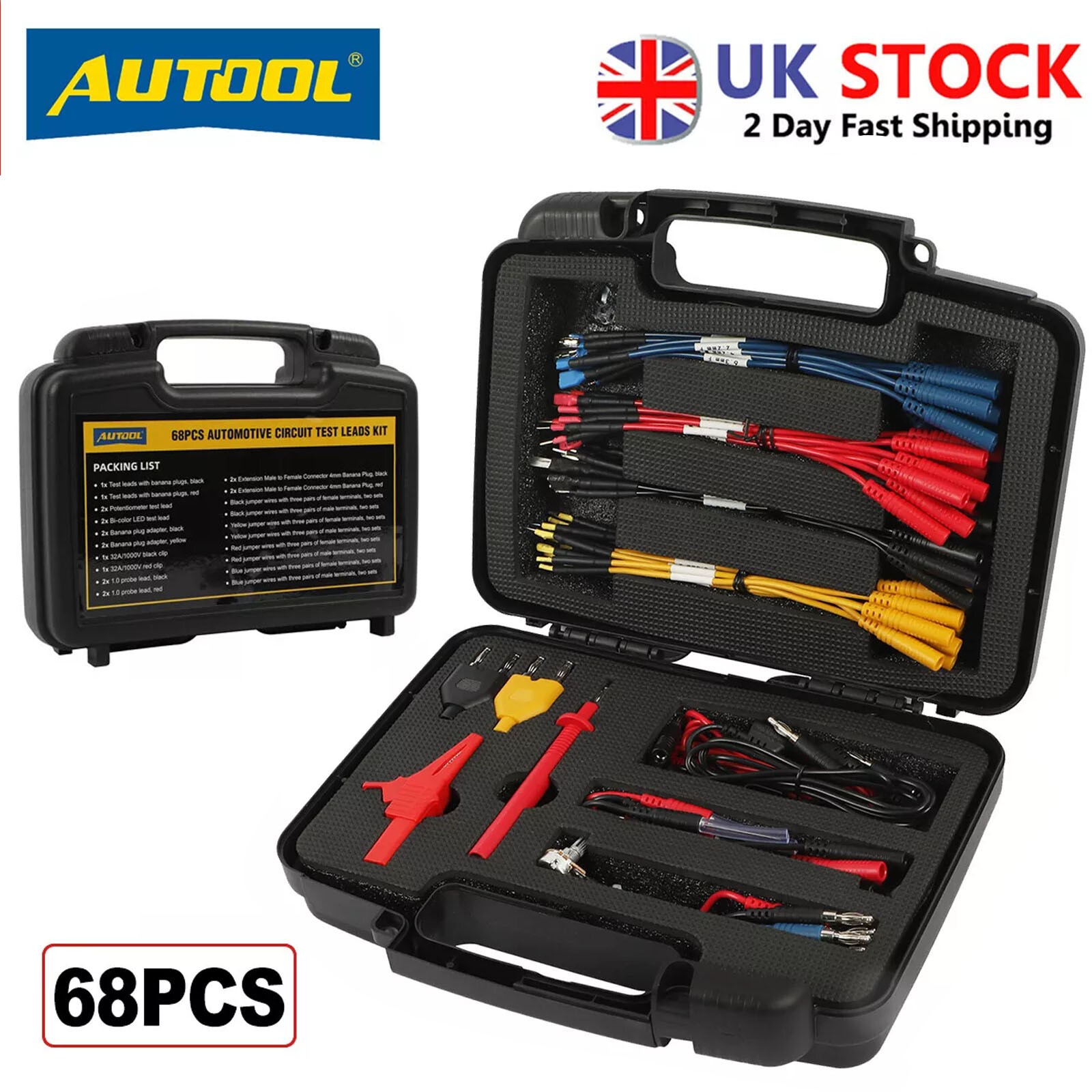 68PCS Multimeter Test Leads Kit Automotive Electrical System Circuit Probe Set