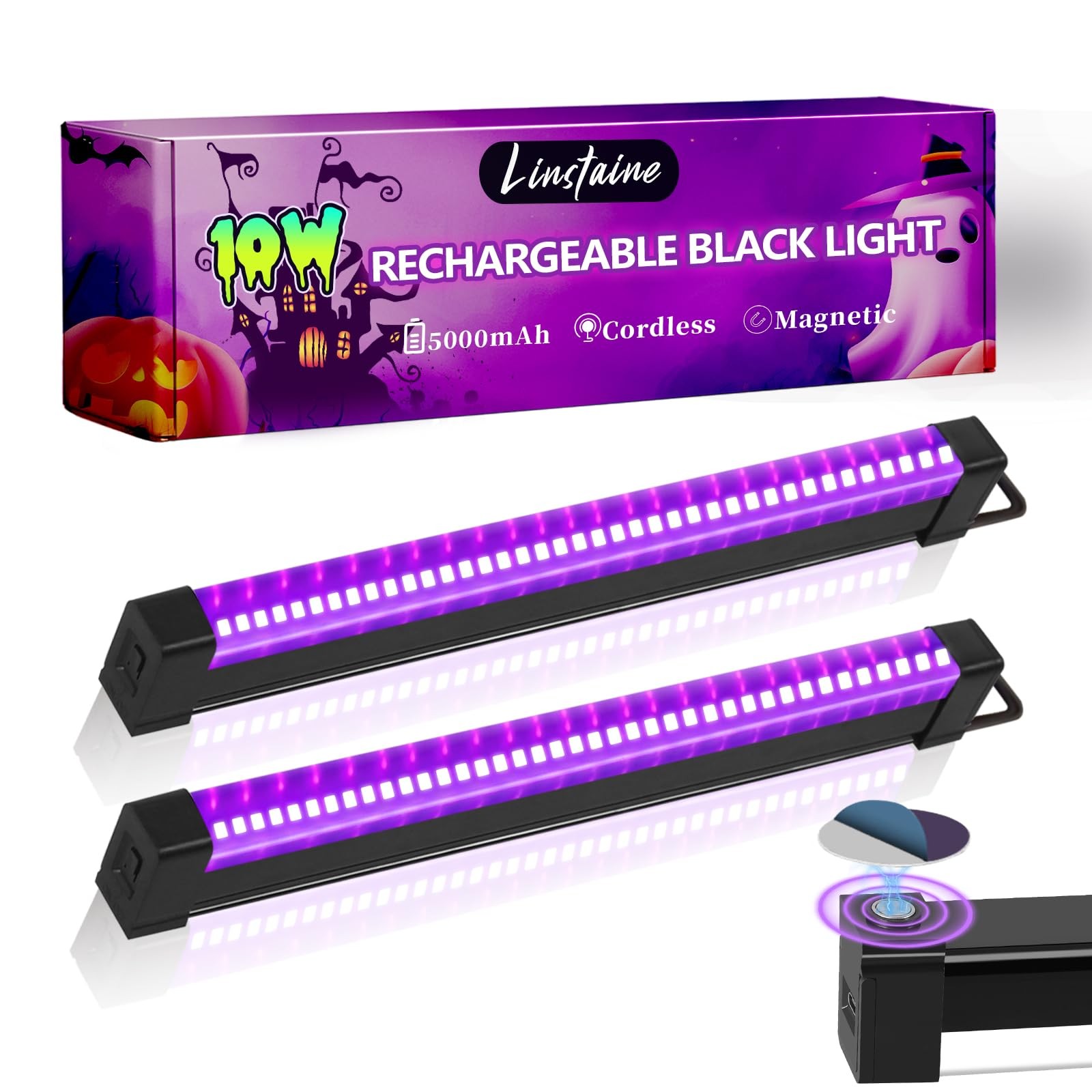 2 Pack Rechargeable Black Light Bar, 5000mAh Large Capacity Battery Powered...
