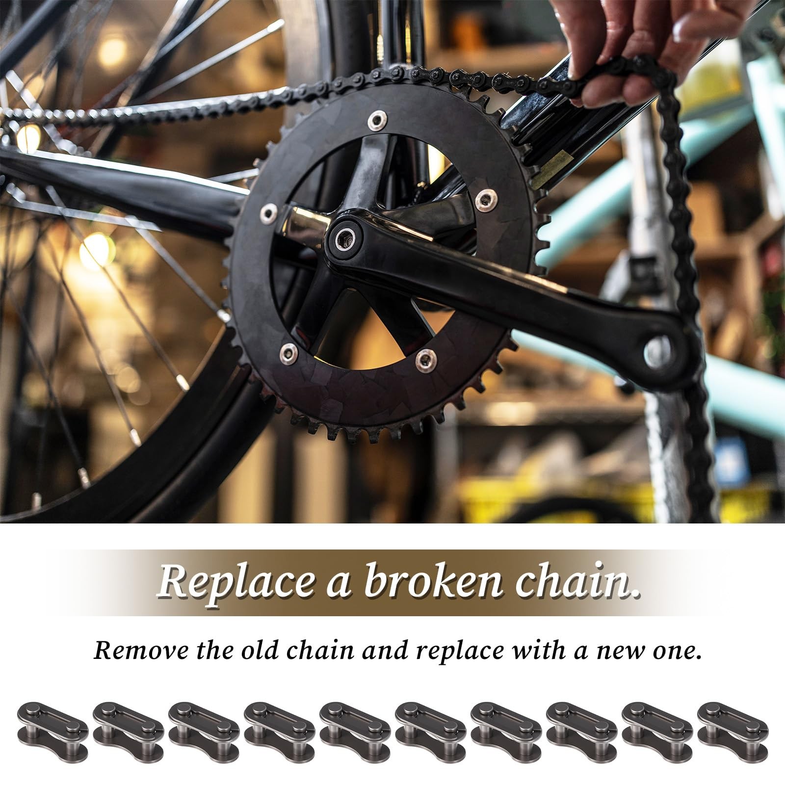 10 Pairs Dark Bike Chain Master Links Single Speed Missing Links