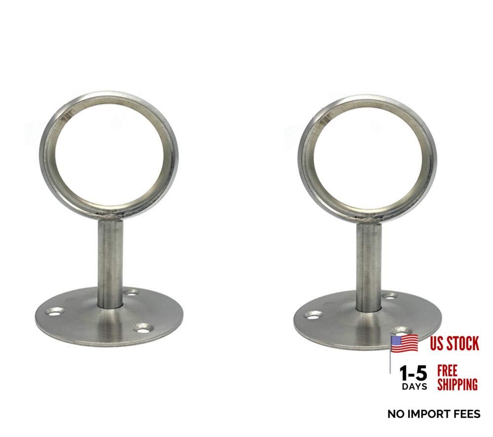 Stainless Steel Heavy Duty Closet Rod,Curtain Rod End Supports Silver 2 INCH