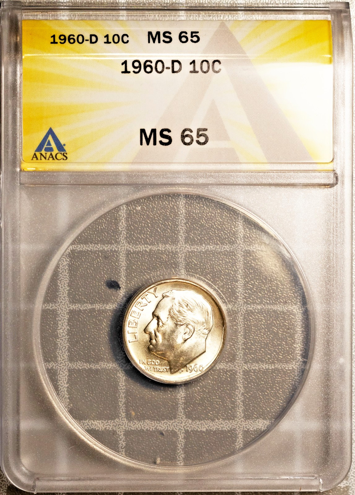 1960-D 10C Silver Roosevelt Dime MS 65 ANACS # 7351395 + Silver Bonus