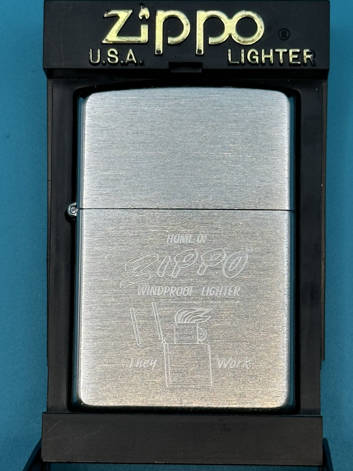 Vintage 2002 Home Of Zippo They Work Chrome Zippo Lighter NEW