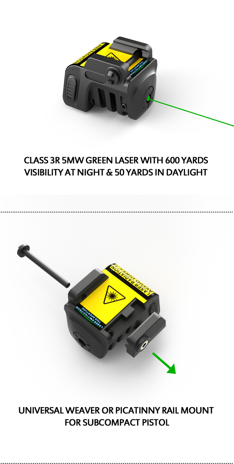 Green Rechargeable Laser Sight for Ruger Security 9
