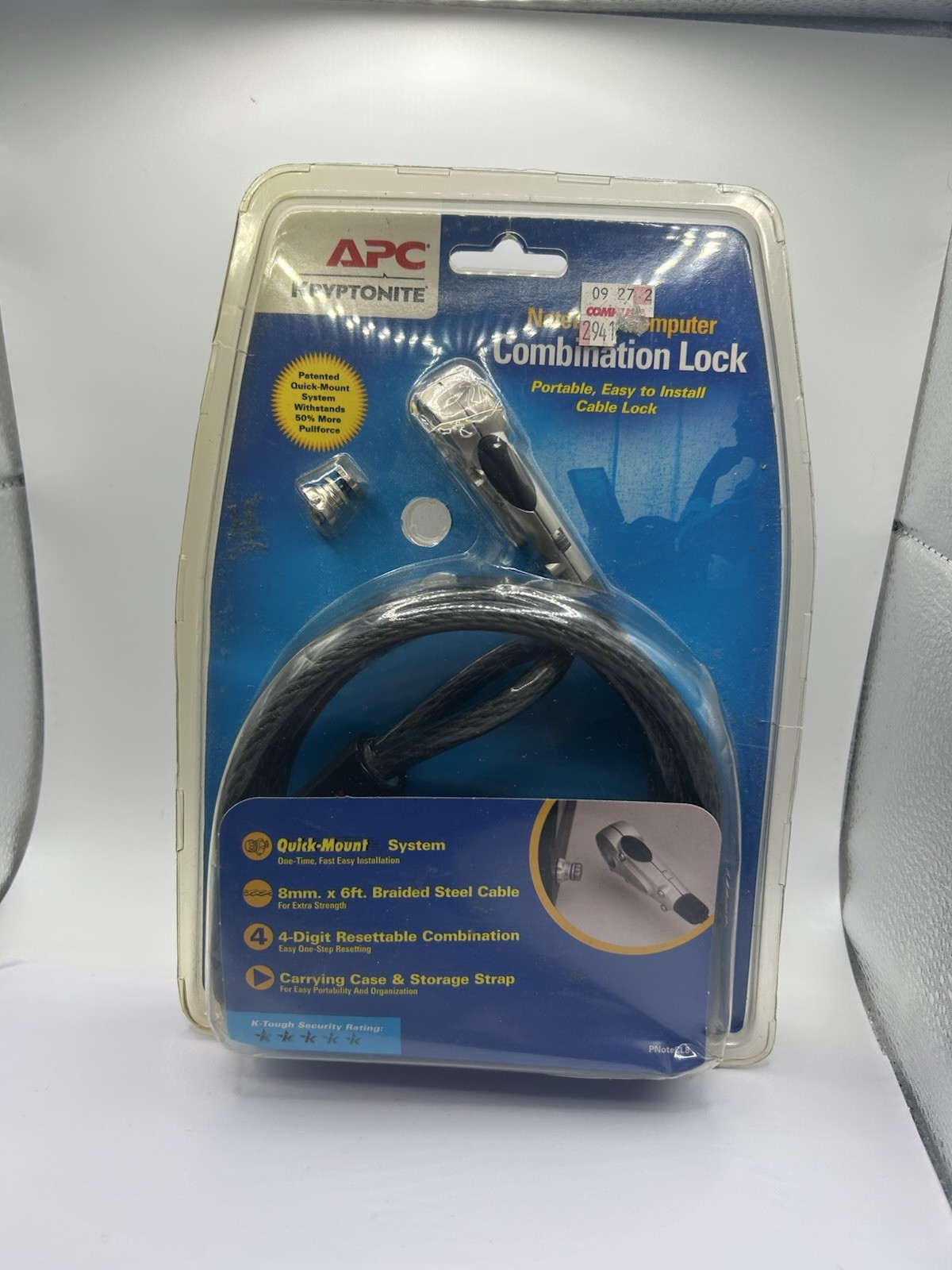 APC KRYPTONITE NOTEBOOK COMPUTER COMBINATION CABLE LOCK
