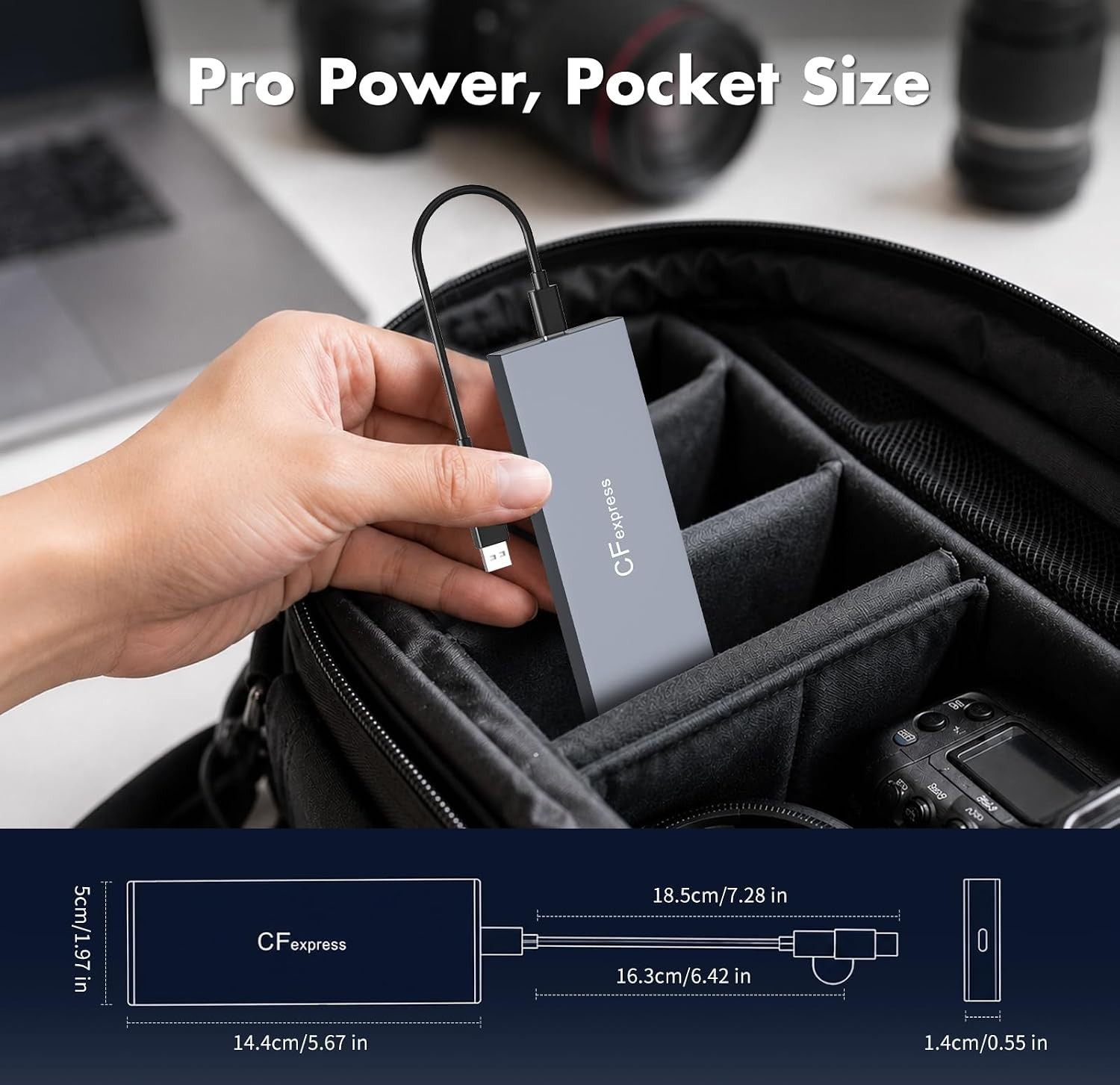 CFexpress Type B & Type A Card Reader, Professional 8-Slot USB 3.2 10Gbps Memory