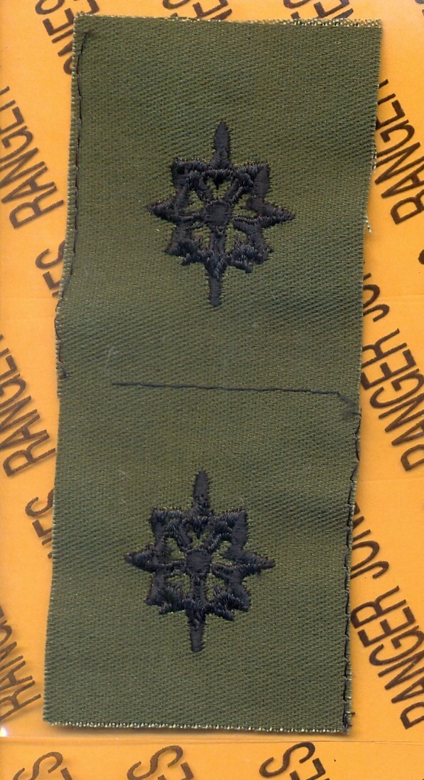 US Army Military Intelligence MI Corps Branch OD Green & Black sew on patch set