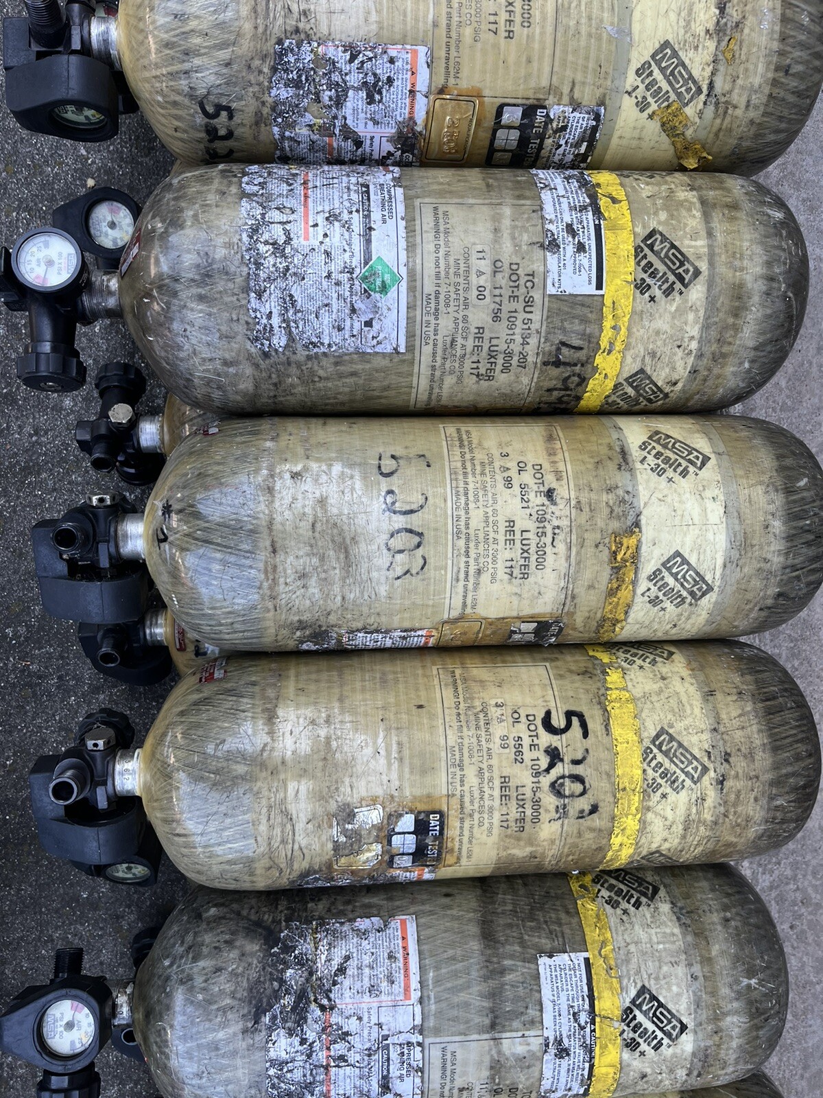 MSA STEALTH L-30+ 3000 PSI CARBON FIBER TANK Model 7-1008-1 L62M-1  Lot Of 3