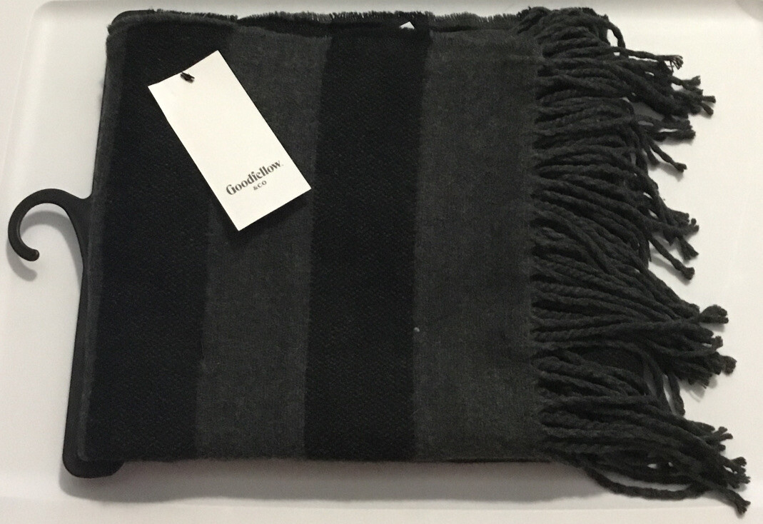 Mens Goodfellow & Co Striped Scarf Black Gray One Size