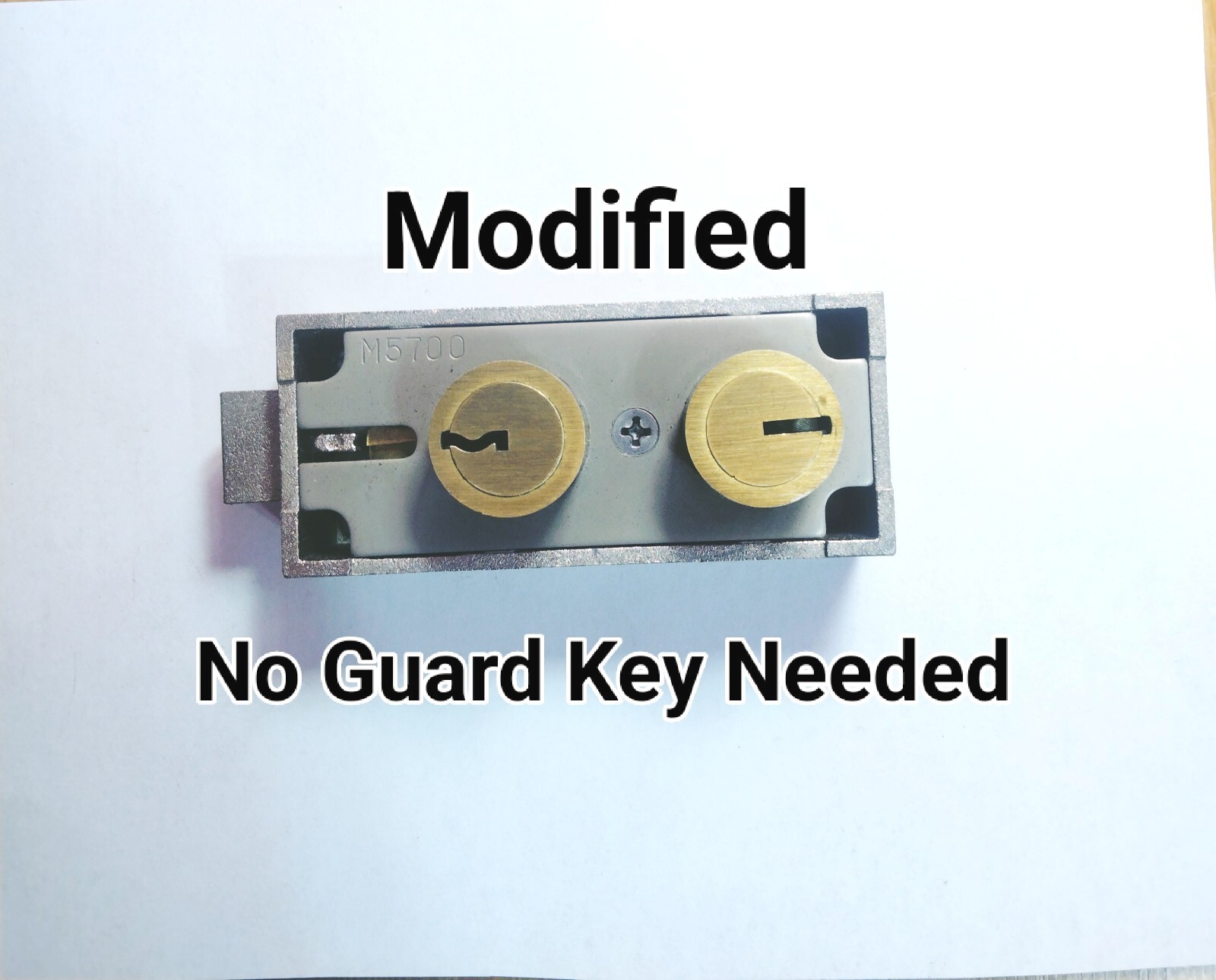 NO GUARD KEY REQUIRED or needed to use this Mosler M5700 Safe Deposit Box Lock
