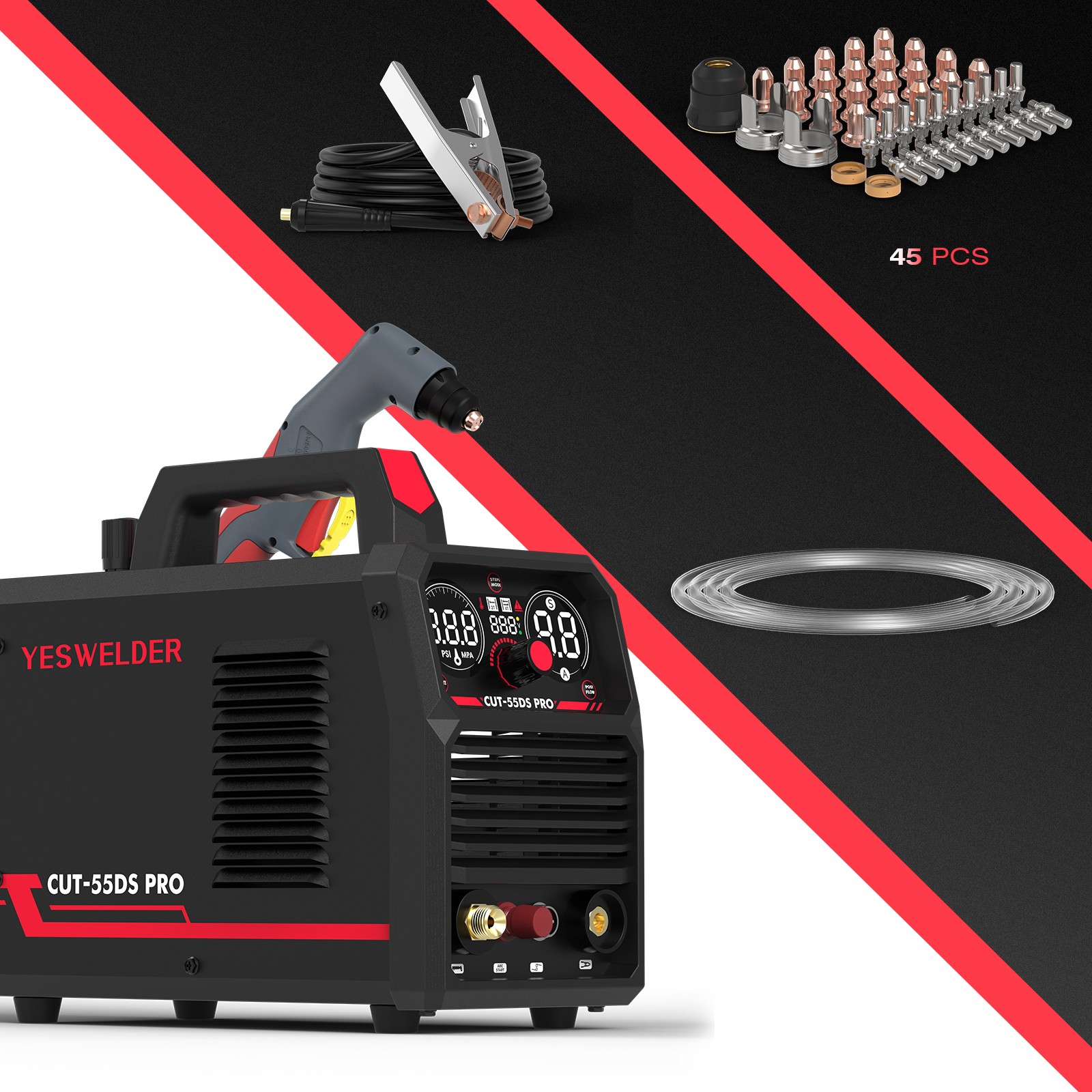 YESWELDER 55 Amp Plasma Cutter 110/220V Include 45pcs plasma torch consumables